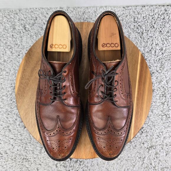 Brooks Brother Brown Wingtip Brogue Medallion Oxford Dress Shoe USA Mens 10.5 D - Picture 5 of 14